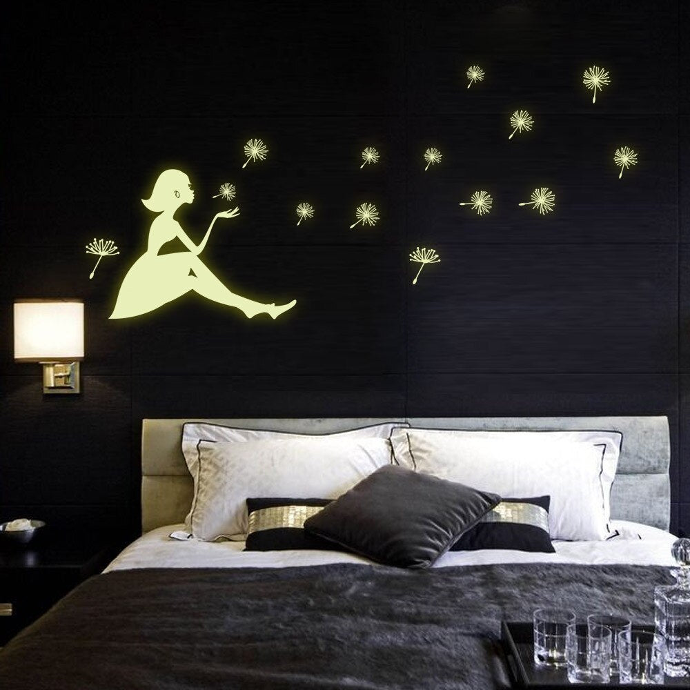 Glow-in-the-Dark Dandelion Wall Stickers for Bedrooms