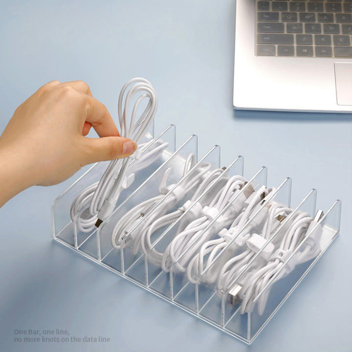 Cable Organizer Box With Compartments, Clear Desk Storage