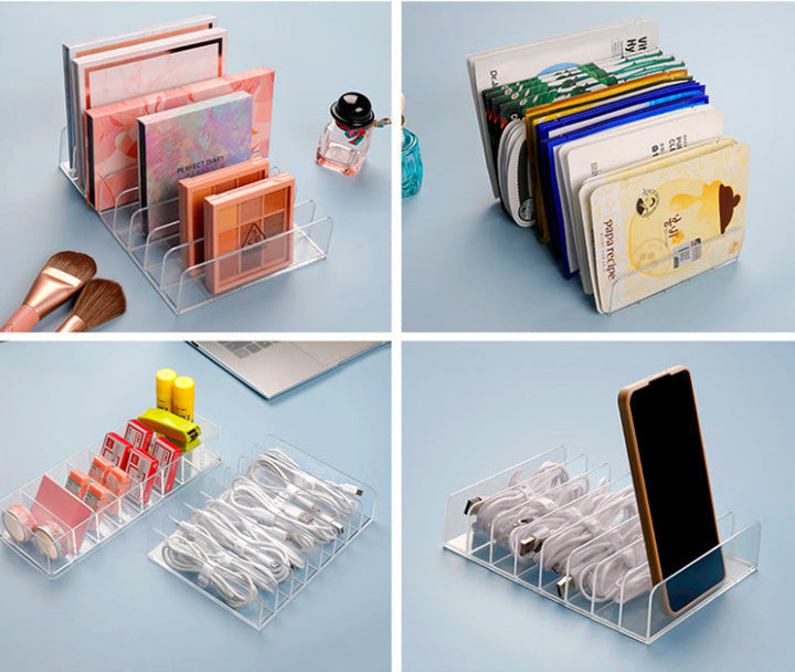 Cable Organizer Box With Compartments, Clear Desk Storage