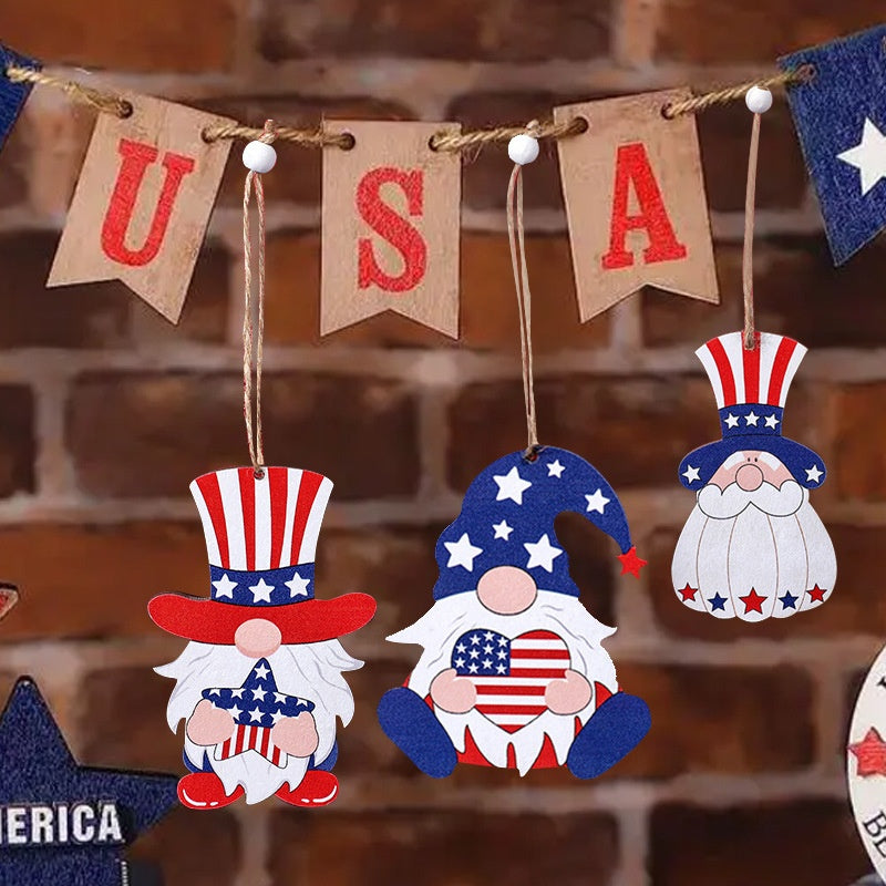 Patriotic Wooden Hanging Ornaments for Festive Decor