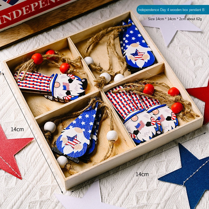 Wooden Gnome Ornaments for Patriotic Holiday Decor