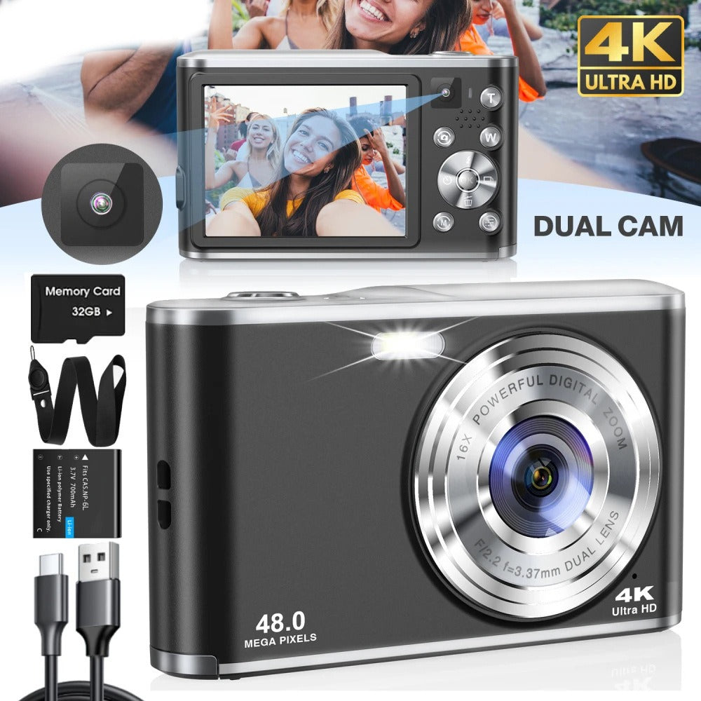 48MP Dual-Lens Digital Camera with 4K Video & Selfie