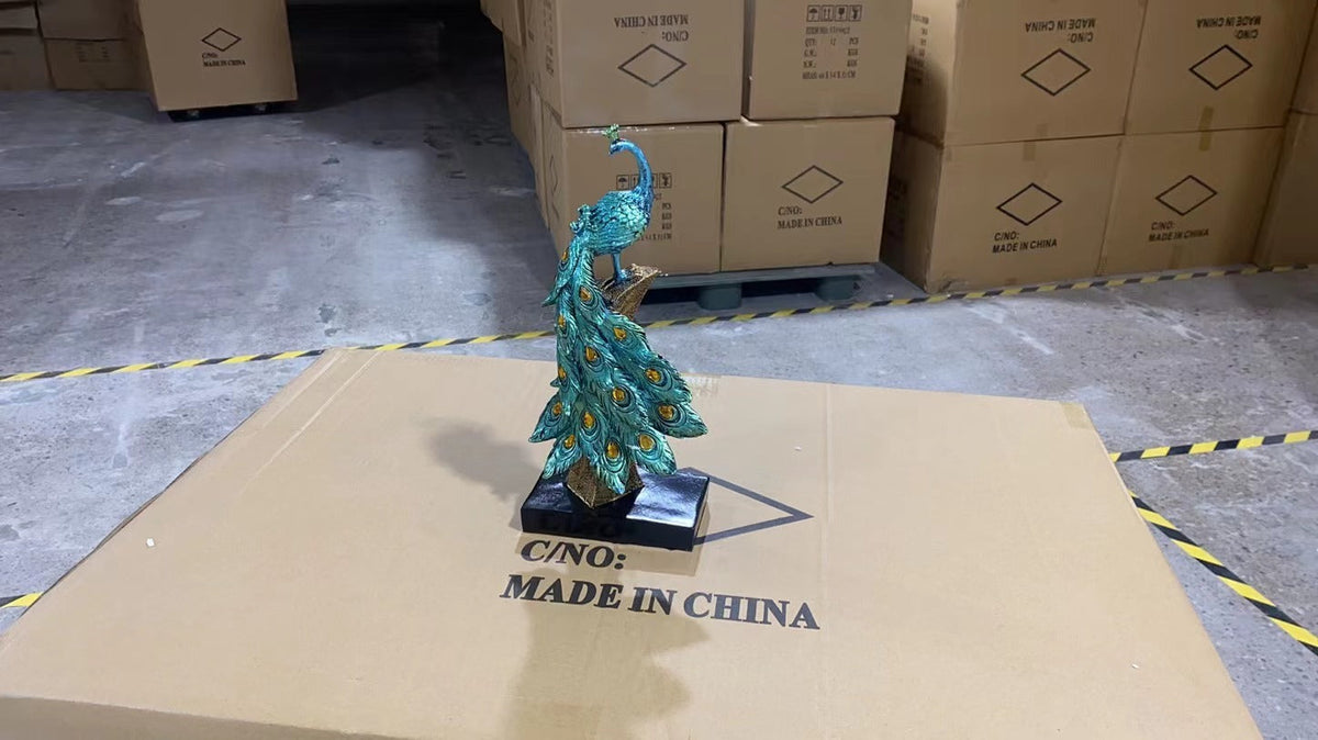 Peacock Sculptures Pair for Elegant Living Room Decor