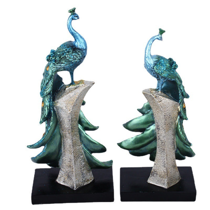 Peacock Sculptures Pair for Elegant Living Room Decor