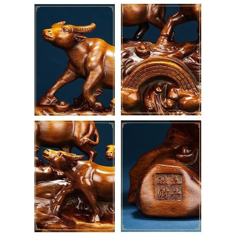 Five-Bull Prosperity Sculpture for Living Room Decor