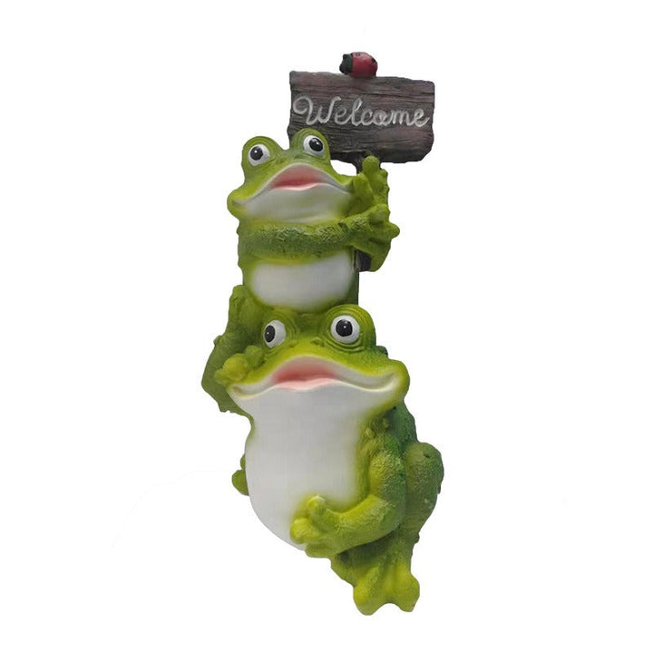 Frog Garden Welcome Sign for Whimsical Outdoor Charm