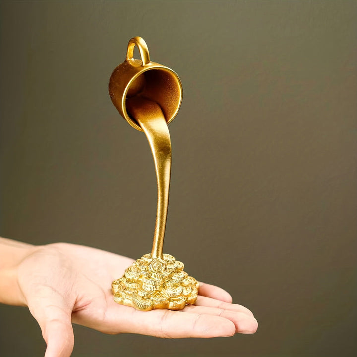 Floating Coffee Cup Ornament With Golden Coin Base