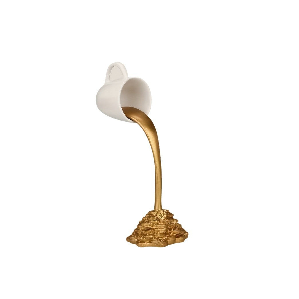 Floating Coffee Cup Ornament With Golden Coin Base