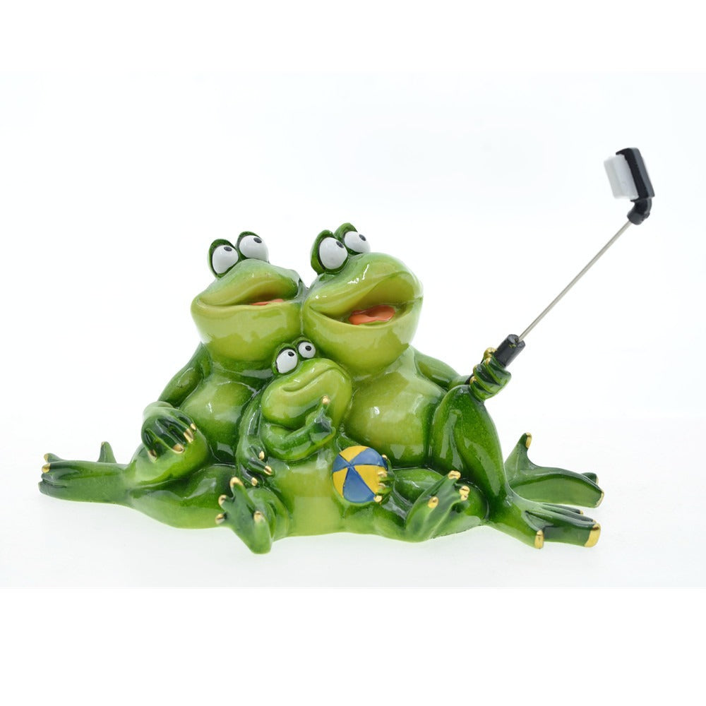Frog Family Selfie Ornament for Playful Home Decor