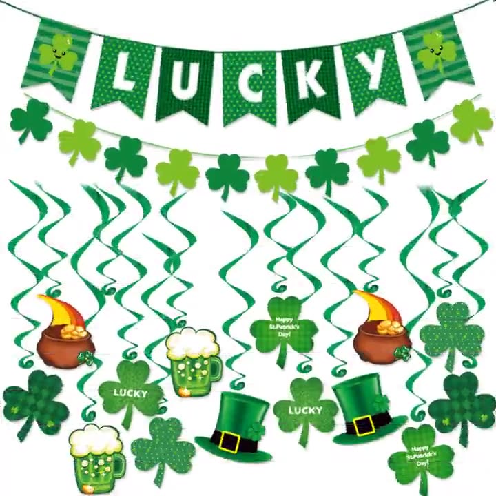 St. Patrick's Day Decoration Set With Shamrock Banner