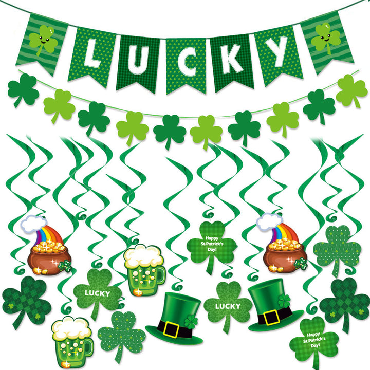 St. Patrick's Day Decoration Set With Shamrock Banner