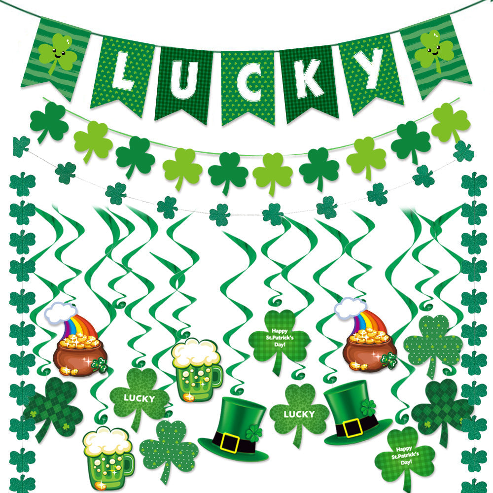 St. Patrick's Day Decoration Set With Shamrock Banner