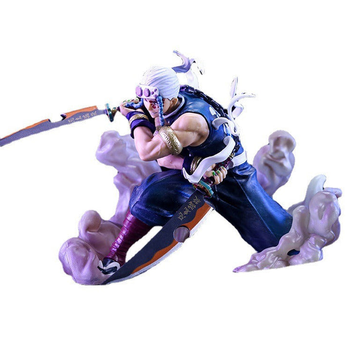 Anime Battle Figure with Dual-Blade Display Effects