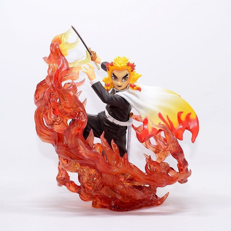 Anime Flame Figure With Dynamic Battle Scene Display