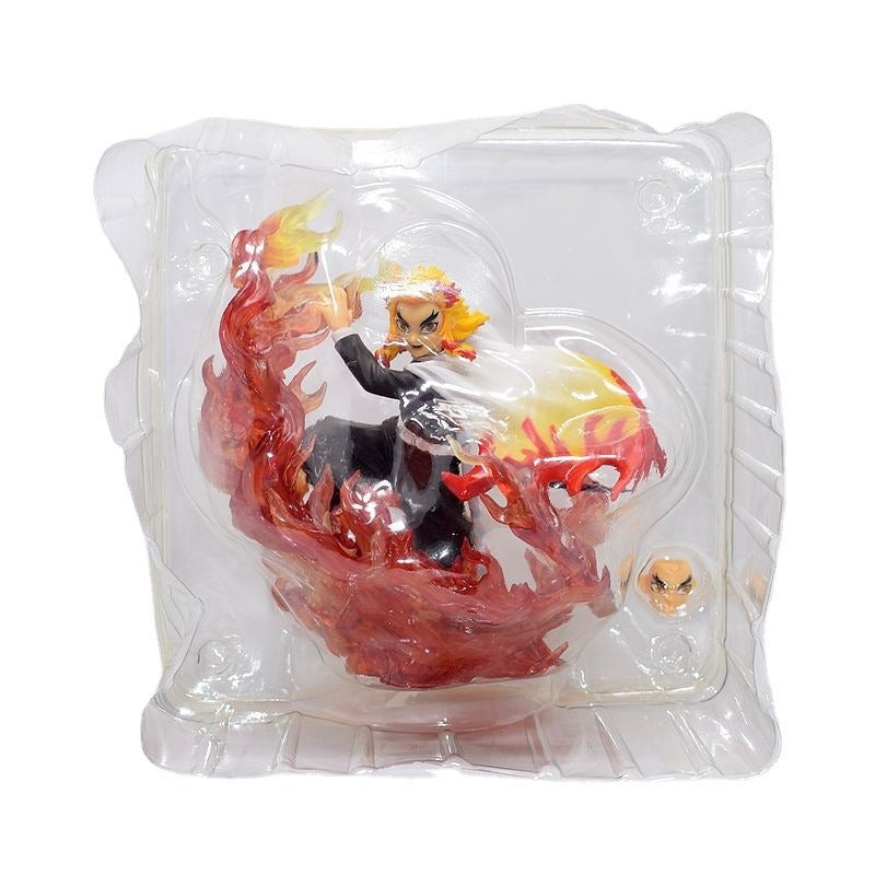 Anime Flame Figure With Dynamic Battle Scene Display