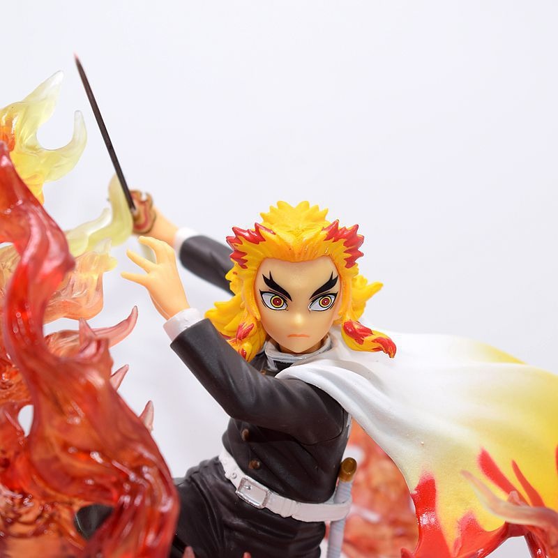 Anime Flame Figure With Dynamic Battle Scene Display