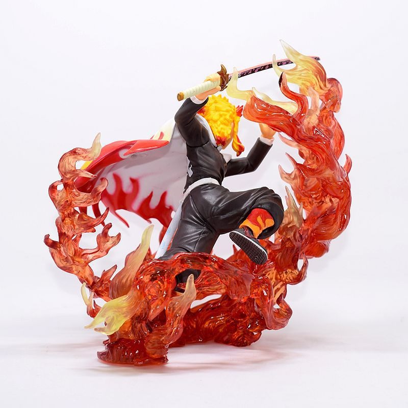 Anime Flame Figure With Dynamic Battle Scene Display