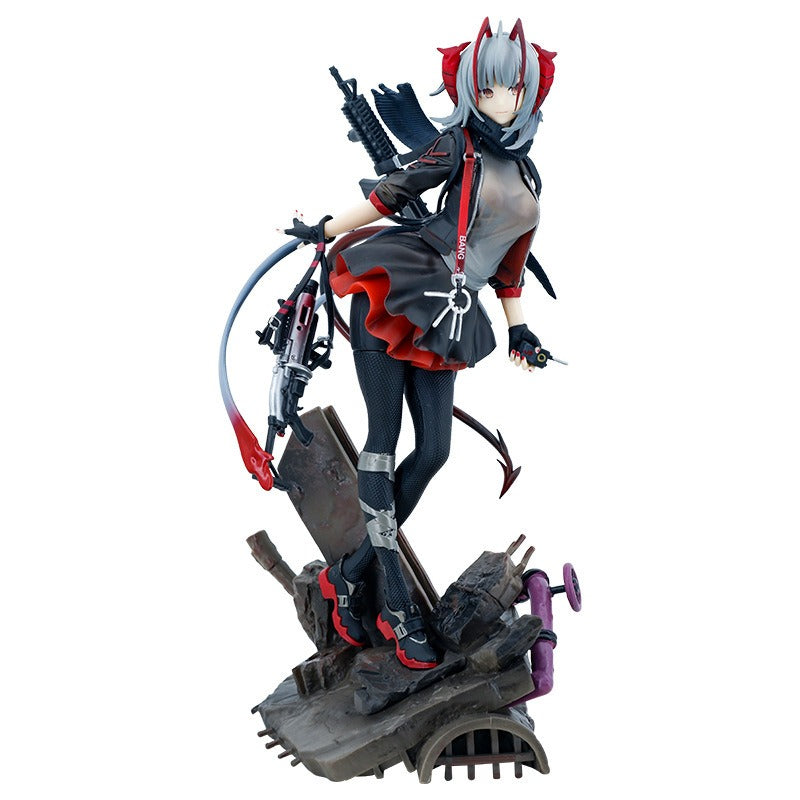 Anime Mercenary Statue With Dramatic Diorama Display