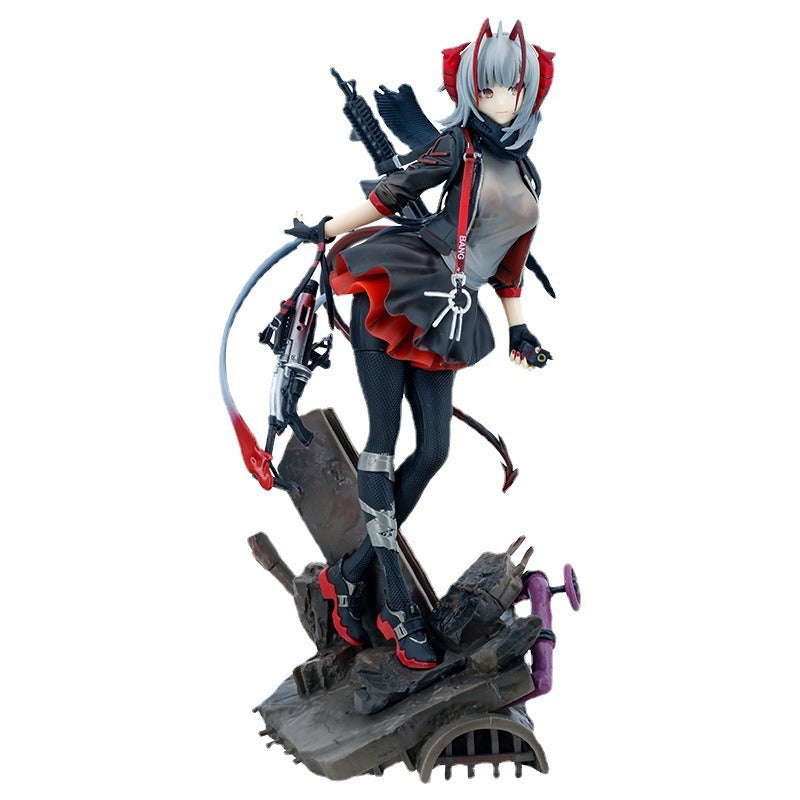 Anime Mercenary Statue With Dramatic Diorama Display