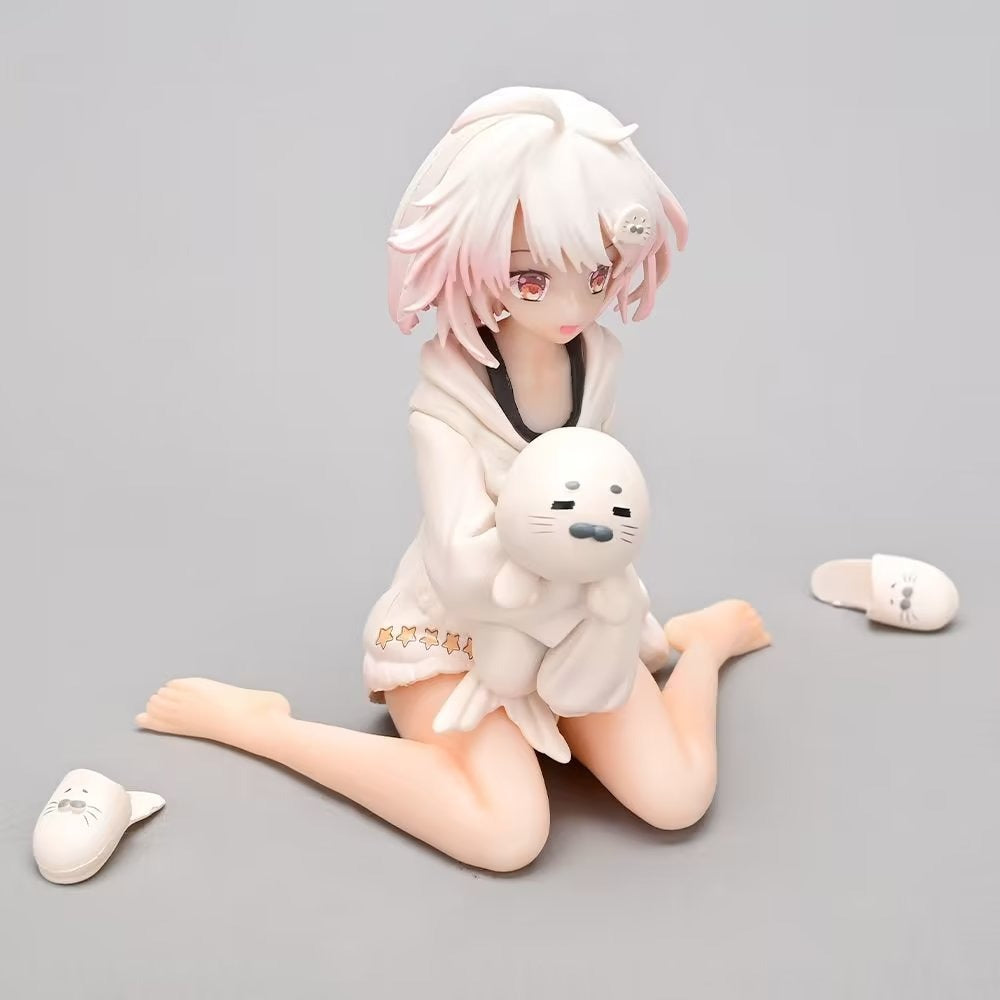 Anime Collectible Figure With Pastel Seal Companion
