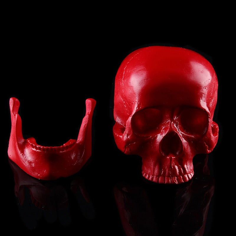 Deep Red Anatomical Skull Ornament for Gothic Décor