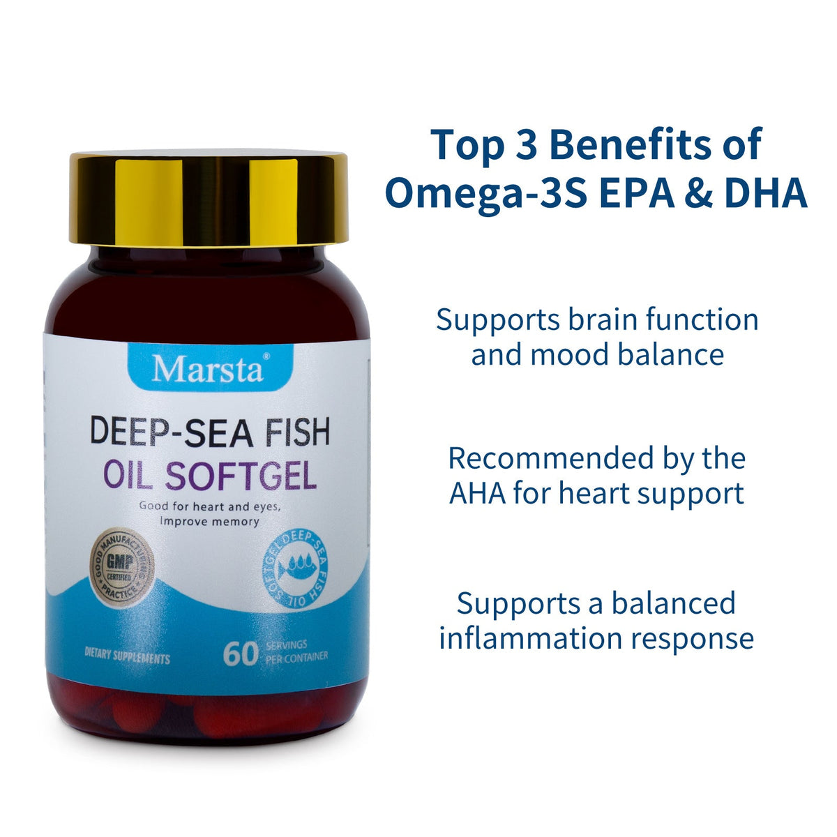 Deep Sea Fish Oil Softgels for Heart & Eye Support