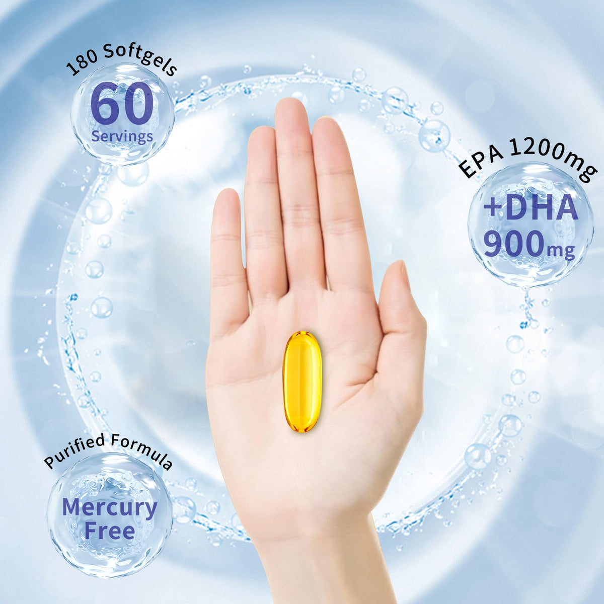 Deep Sea Fish Oil Softgels: 90% Omega-3 EPA and DHA