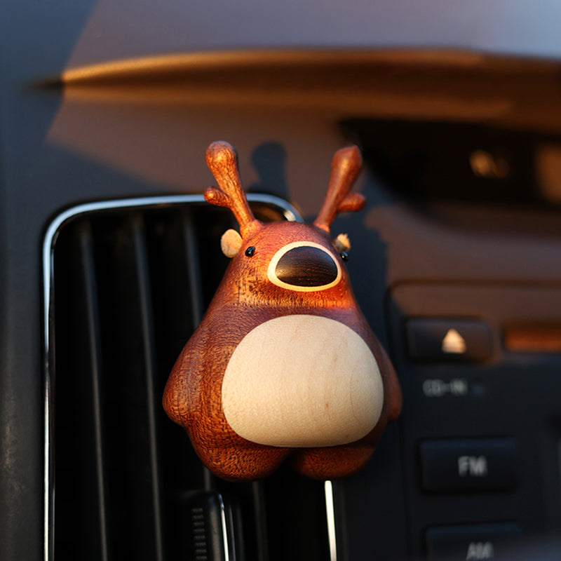 Wooden Deer Car Vent Decor for Cozy Dashboard Style