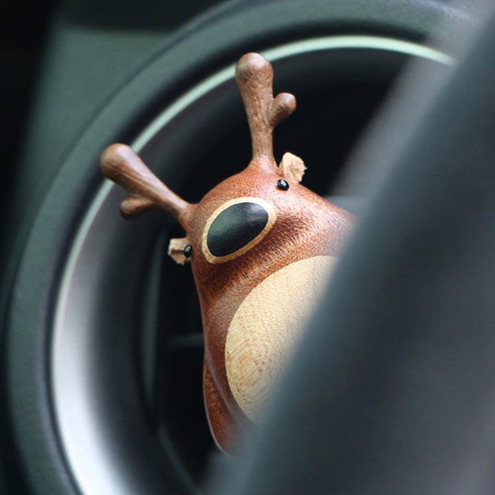 Wooden Deer Car Vent Decor for Cozy Dashboard Style