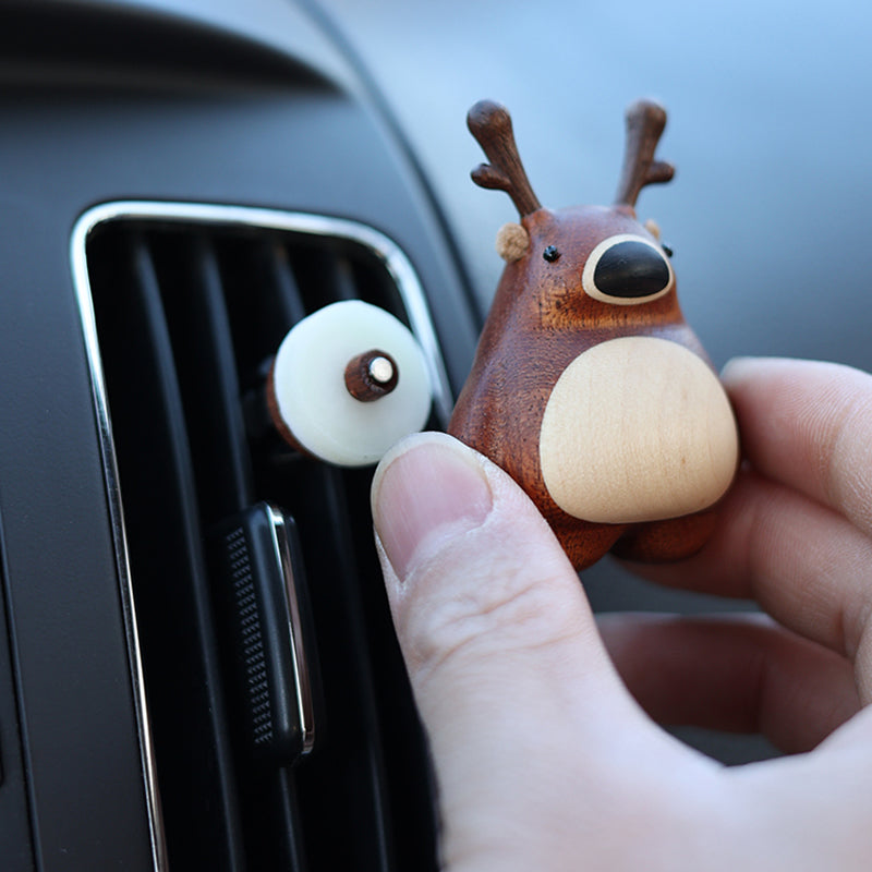 Wooden Deer Car Vent Decor for Cozy Dashboard Style