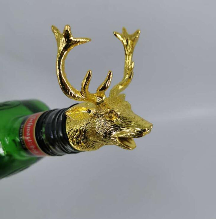 Deer Head Wine Stopper Pourer: Drip-Free Bar Decor Gift