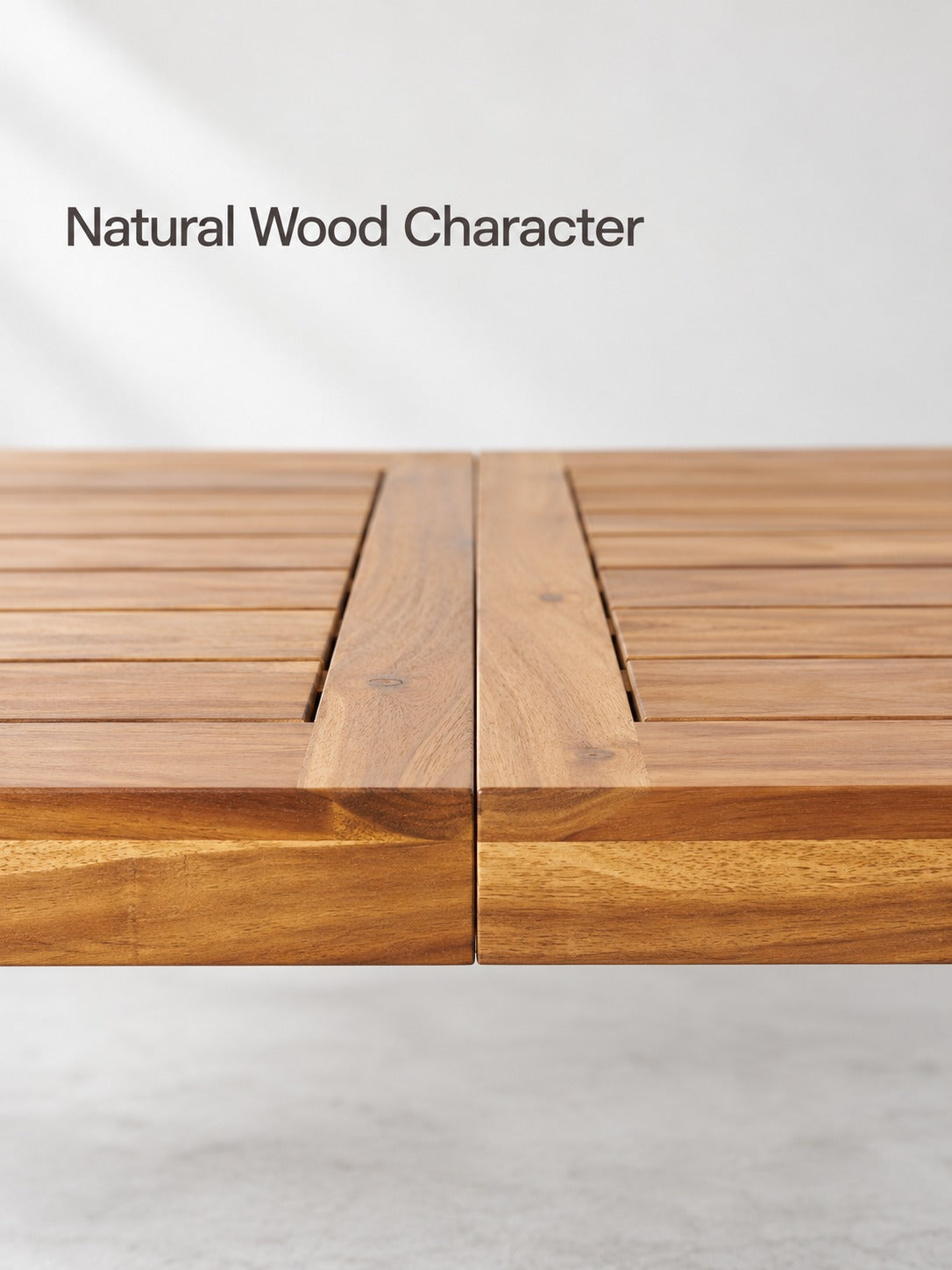Rustic Acacia Wood Dining Table with Sturdy Metal Legs