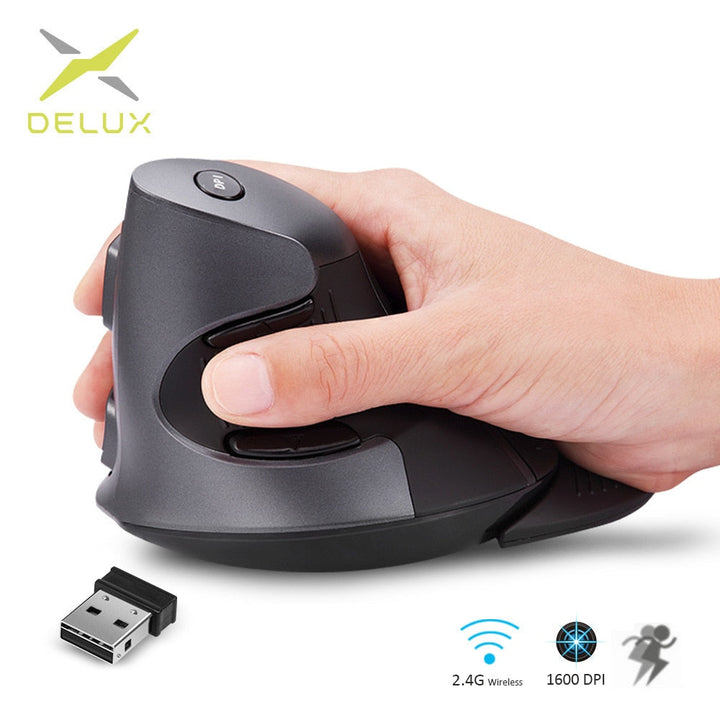 Vertical Wireless Mouse for Wrist Comfort, 1600 DPI
