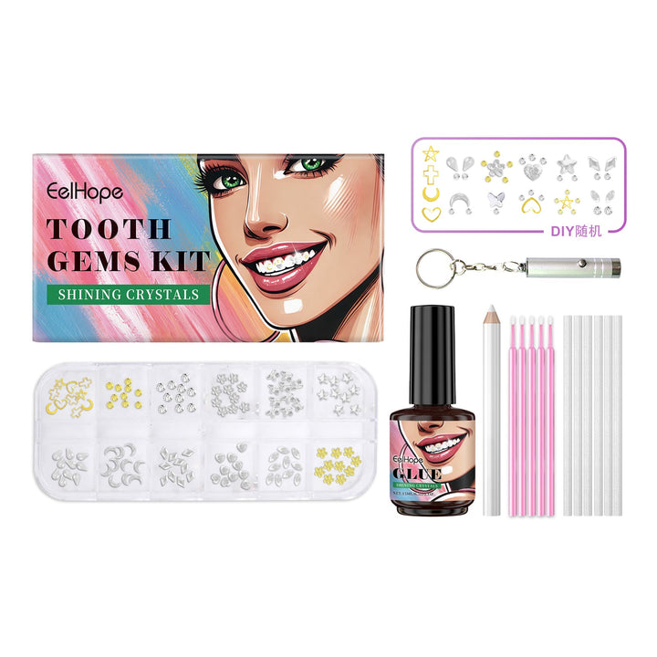 Tooth Gem Kit with UV Lamp, 120 Crystals for Parties
