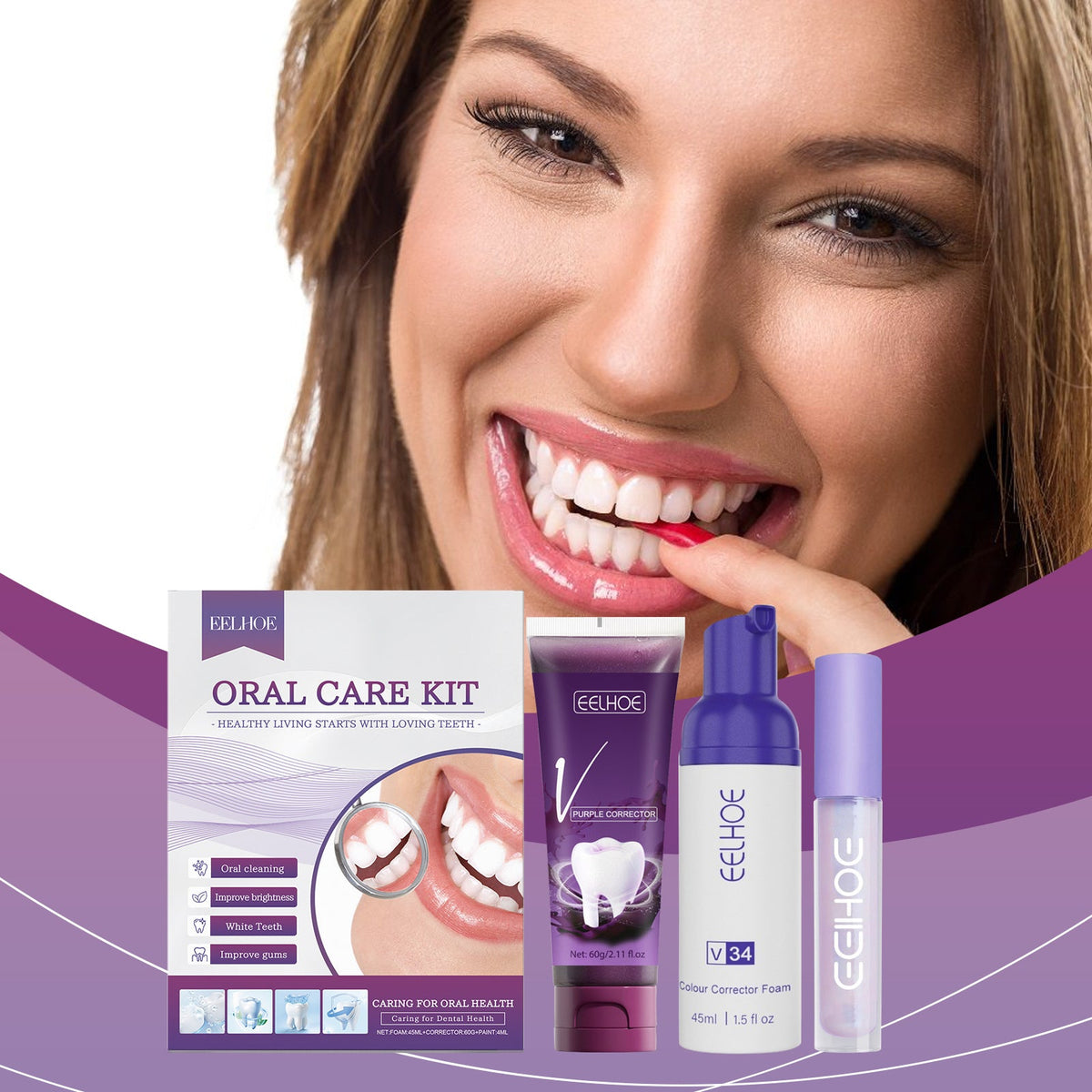 Purple Corrector Teeth Whitening Kit for Stubborn Stains