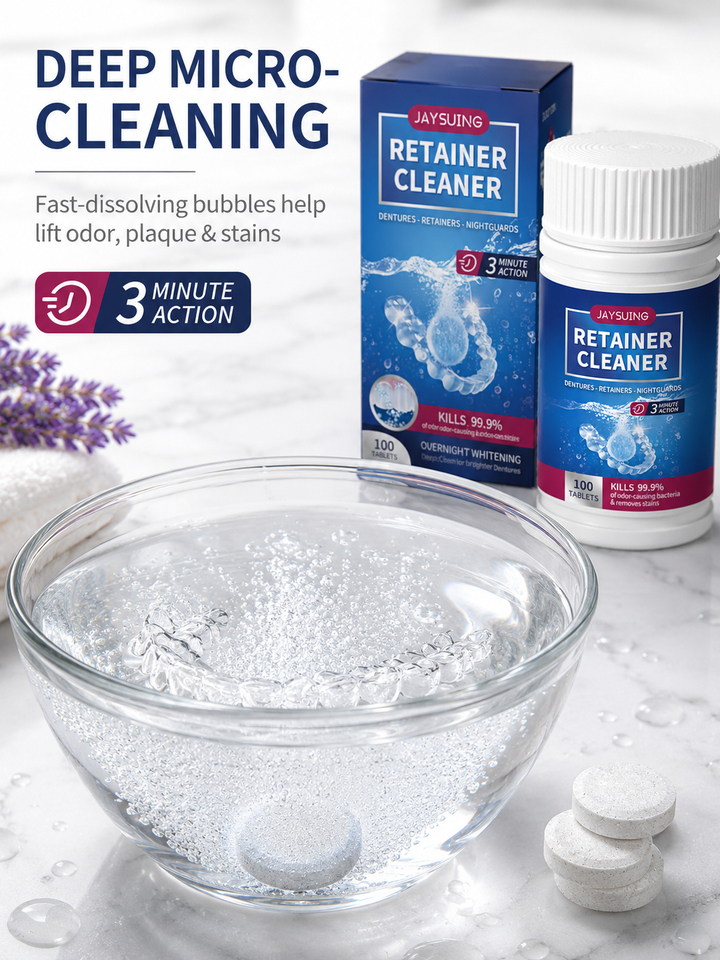 Denture Cleaning Tablets — 3-Min Deep Clean & 99.9%