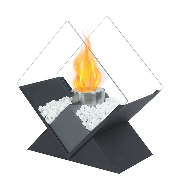 Tabletop Diamond Fireplace: Real Flame, No Chimney Needed