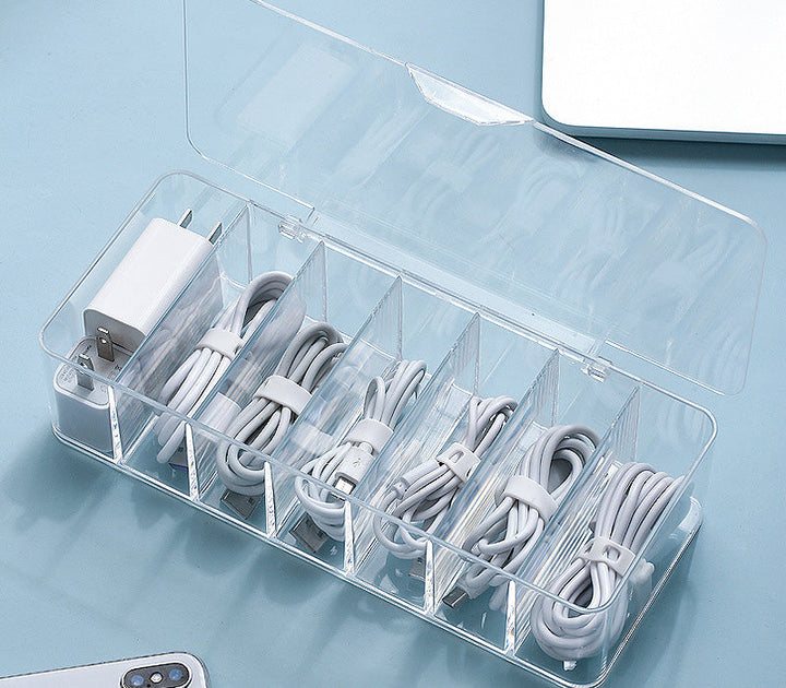 Desktop Cable Organizer Box for Tidy, Dust-Free Storage