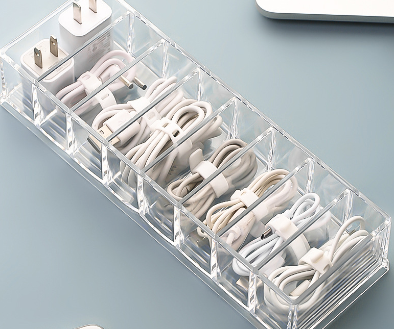 Desktop Cable Organizer Box for Tidy, Dust-Free Storage