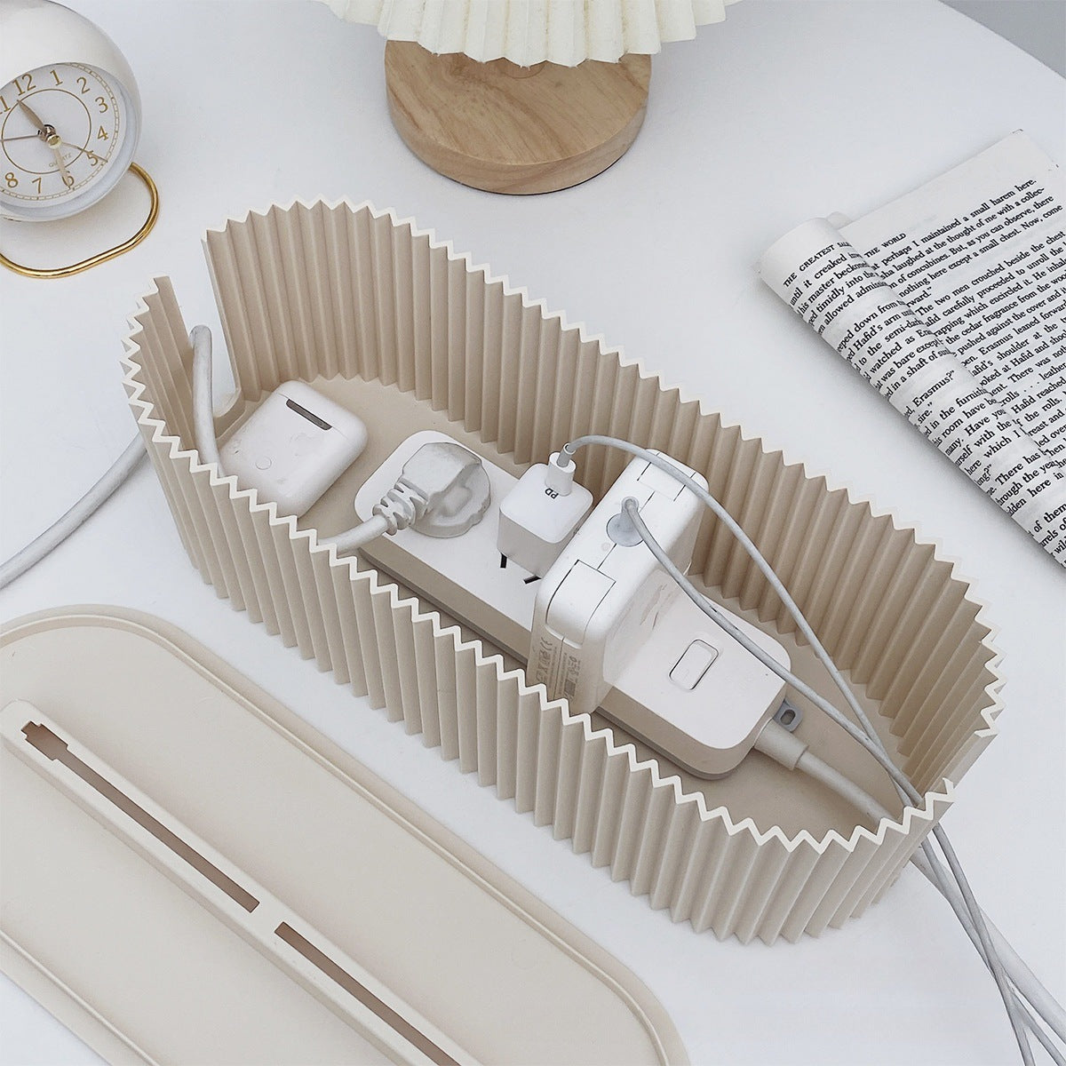 Desktop Cable Organizer Box to Hide Power Strip Clutter
