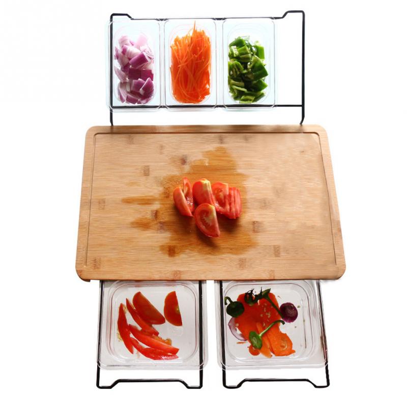 Bamboo Cutting Board with Detachable Prep Pans & Lids