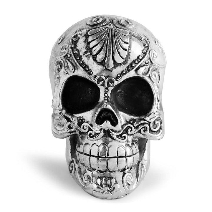 Gothic Skull Ornament with Dramatic Silver Detail