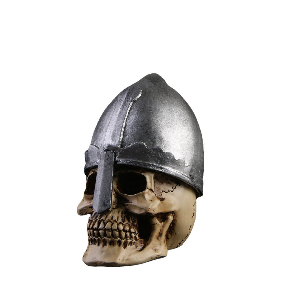 Gothic Skull Sculpture With Medieval Helmet Home Decor