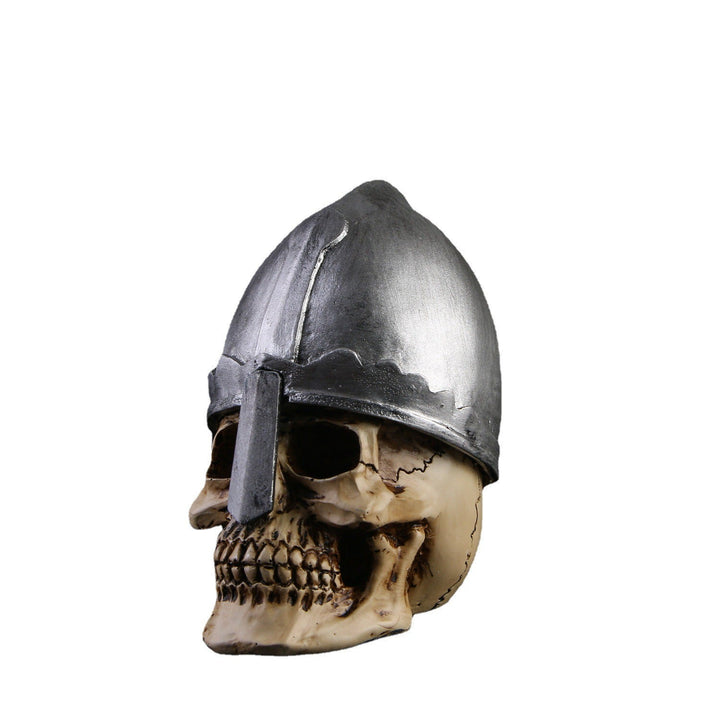 Gothic Skull Sculpture With Medieval Helmet Home Decor