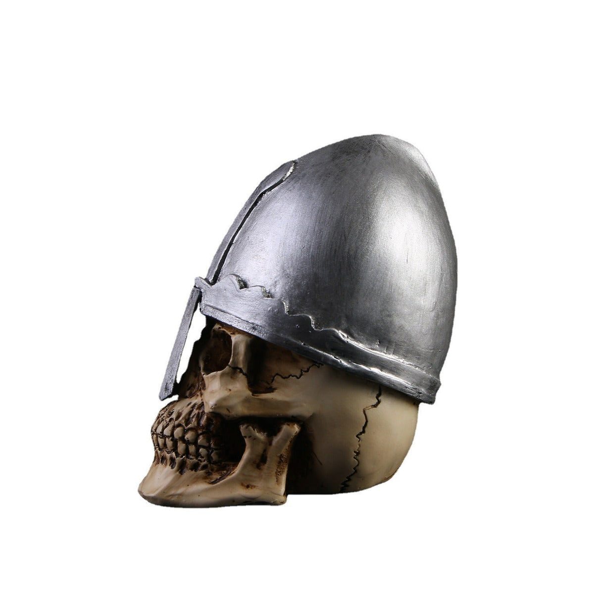 Gothic Skull Sculpture With Medieval Helmet Home Decor