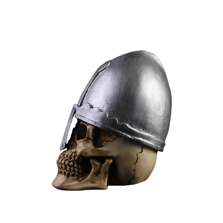 Gothic Skull Sculpture With Medieval Helmet Home Decor