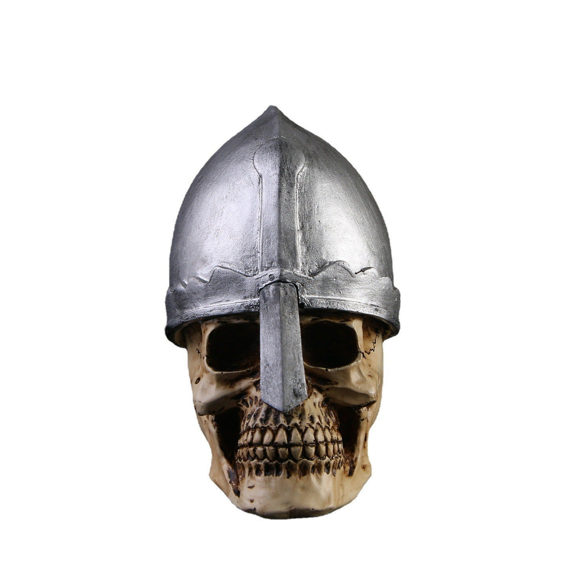 Gothic Skull Sculpture With Medieval Helmet Home Decor
