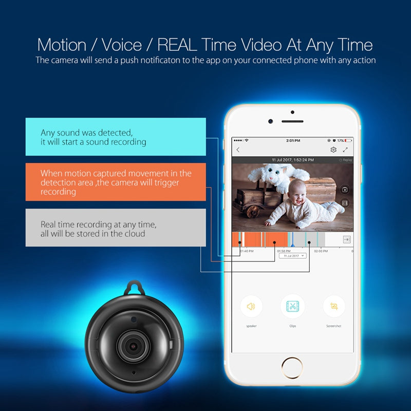 Wi-Fi Indoor Security Camera with Night Vision & Alerts