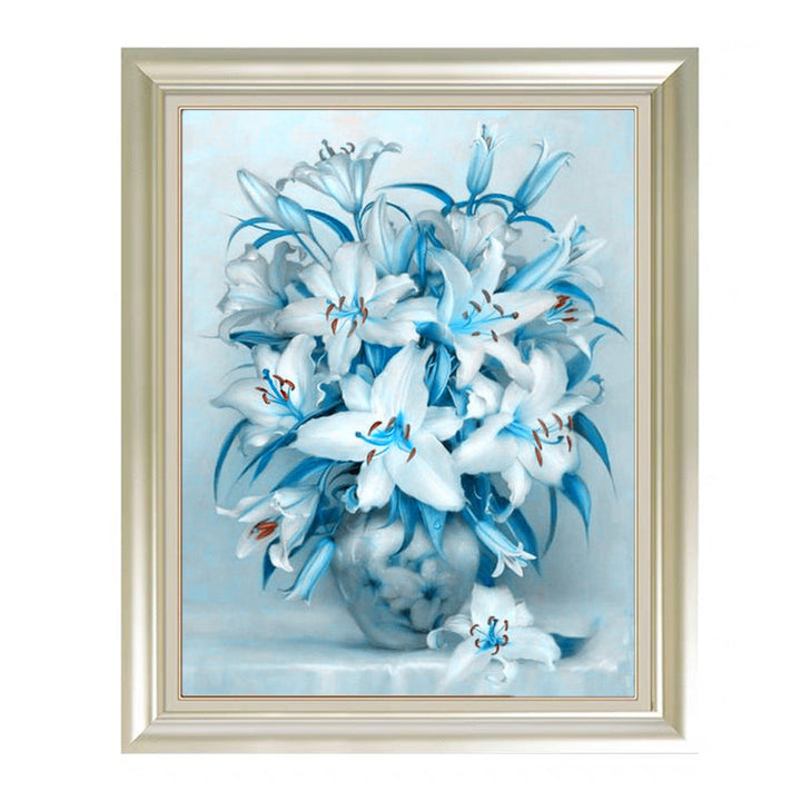 Diamond Painting Flower Kit for Blue Botanical Wall Art
