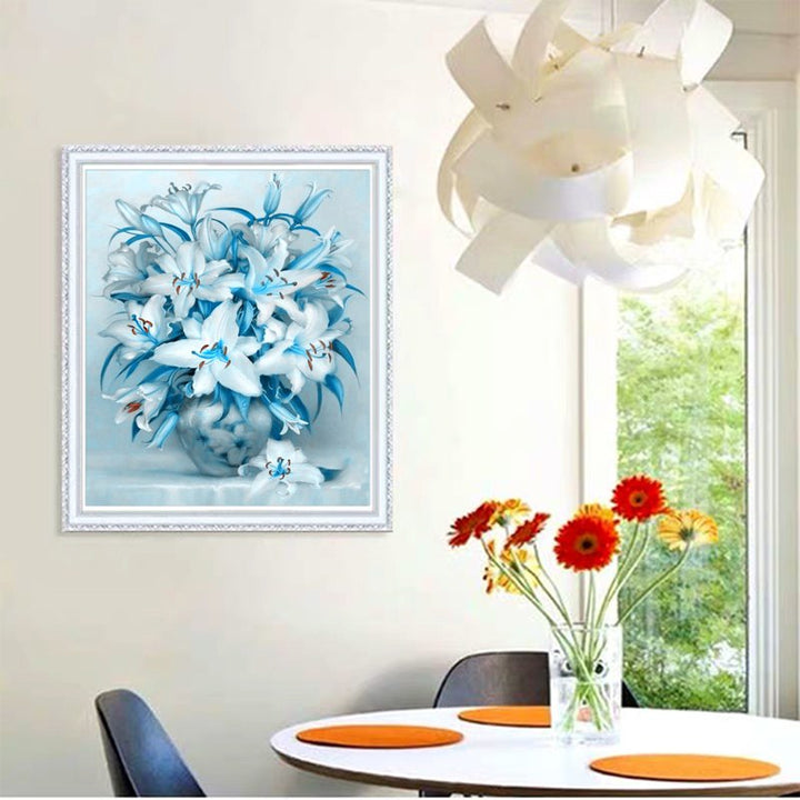 Diamond Painting Flower Kit for Blue Botanical Wall Art